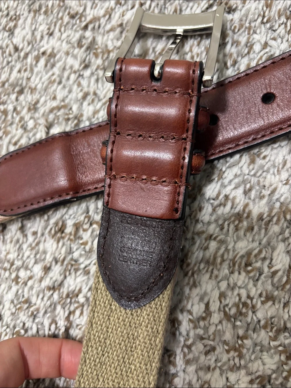 PGA brown leather woven belt